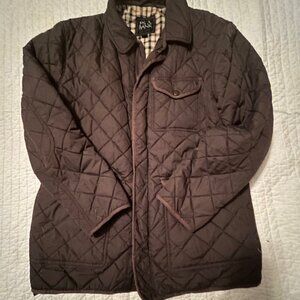 Jos A. Banks Quilted Field Coat  - Brwn with Brown Trim